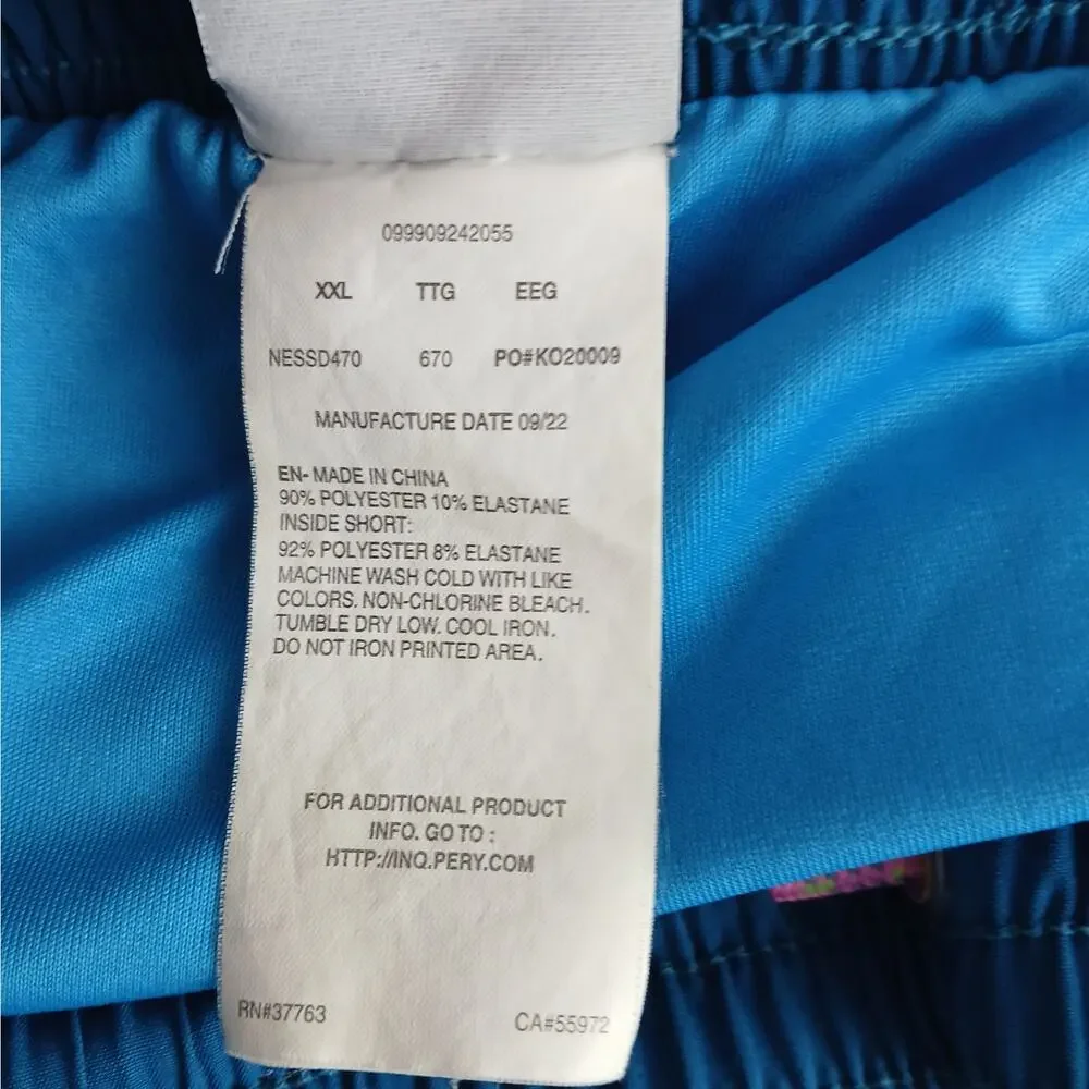Nike Men’s SZ XXL Lined Swim Trunks Blue Pink Colorblock Drawstring Board Shorts